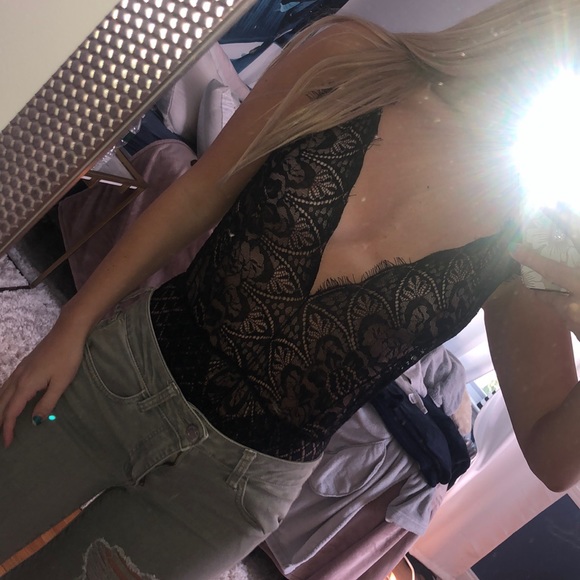 Missguided Tops - Final price! NWOT Black Lace Bodysuit S/M